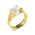 S925 sterling silver irregular triangle ring with a moonstone in rose gold, white gold, or yellow gold finish.