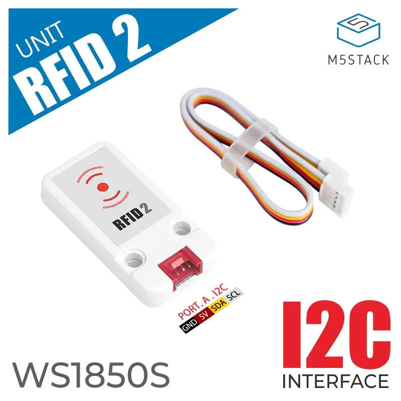 M5Stack WS1850S 13.56MHz RFID sensor module with HY2.0-4P connection cable.