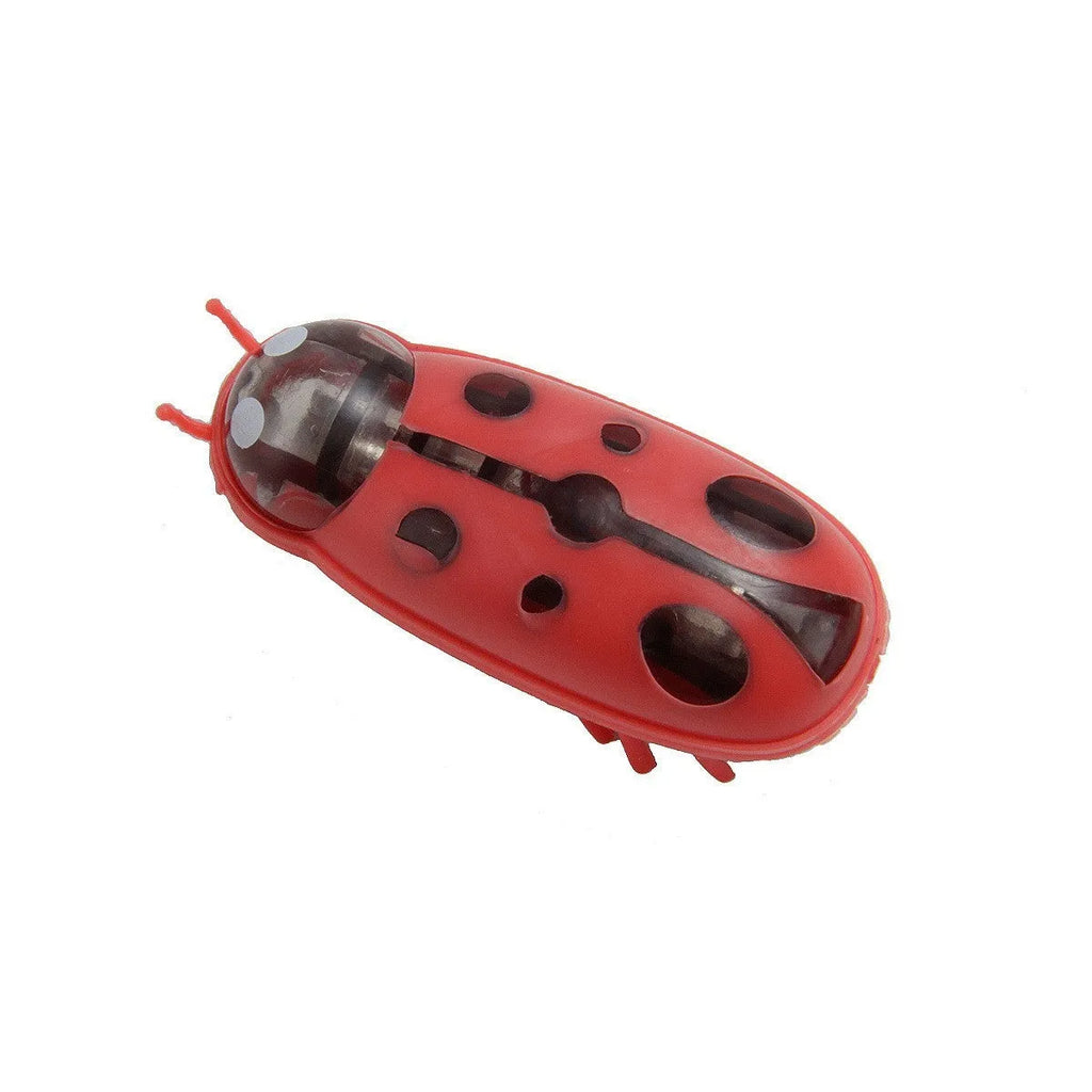 Electric toothbrush worm cat teaser toy showing 4.5 cm plastic body in ladybug style with red and black colouring