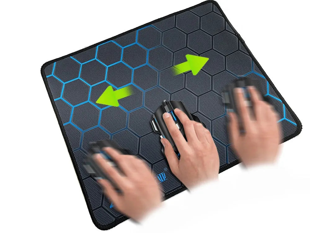 Custom cartoon design desk mouse pad with non-slip rubber base showing expanded surface for keyboard and mouse