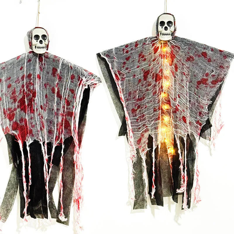 Blood-dyed luminous plastic skull hanging ghost Halloween outdoor ornament