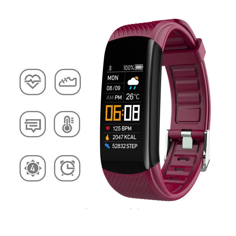Adult sports silicone pedometer bracelet with 0.96 inch screen and TPU band in multiple colours