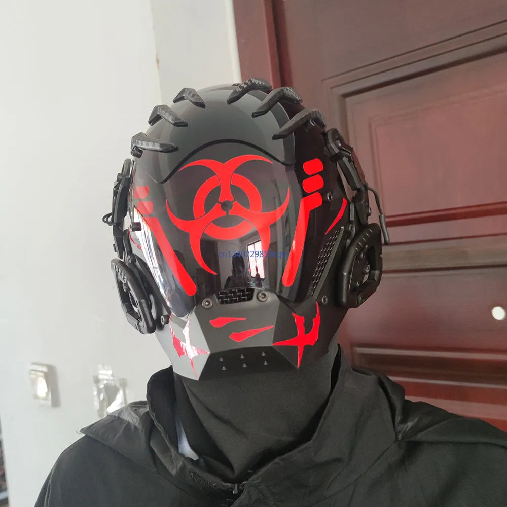 Black bioweapon tech prop mask full face helmet for costume and party use