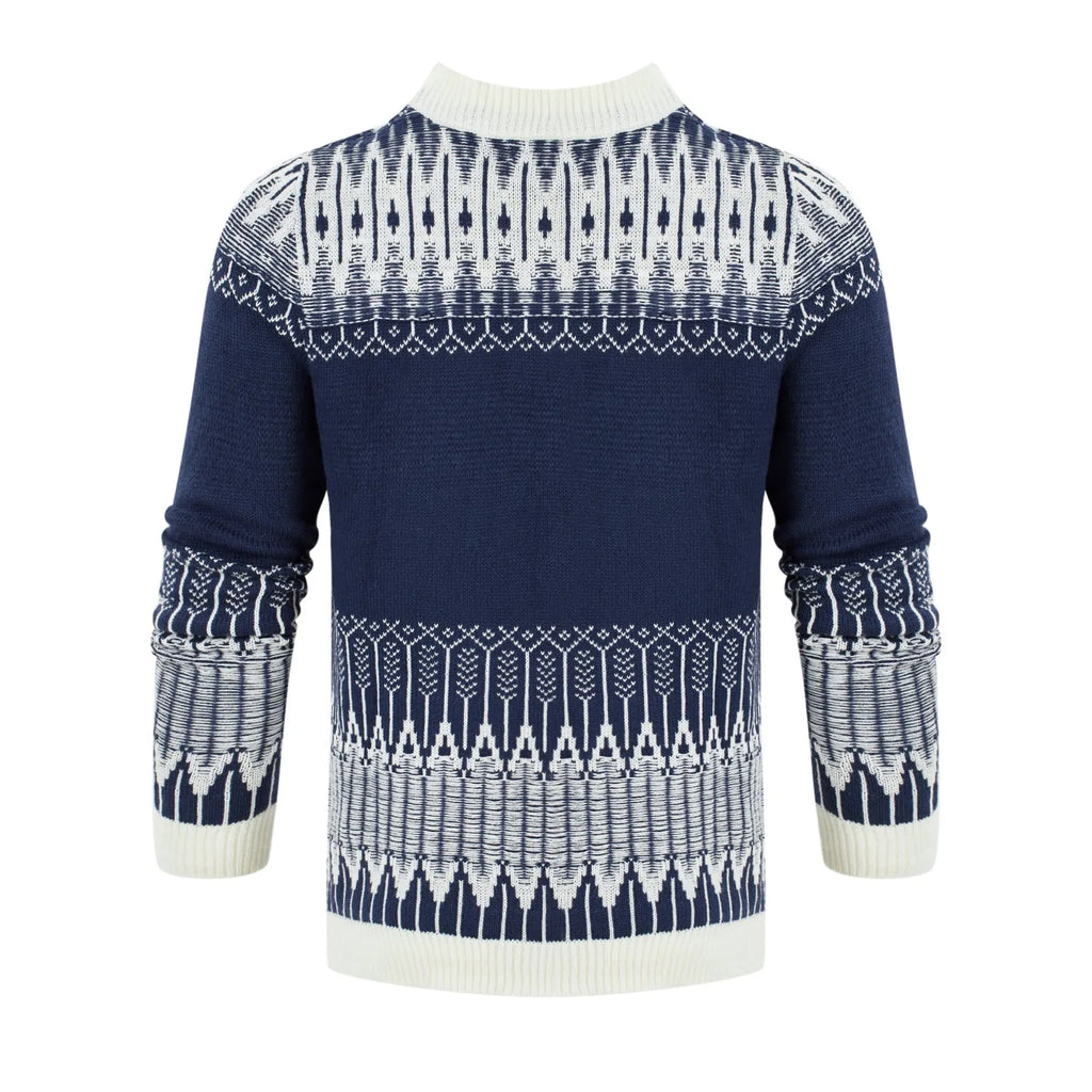 Men's knitted crew neck pullover sweater in long sleeves for winter
