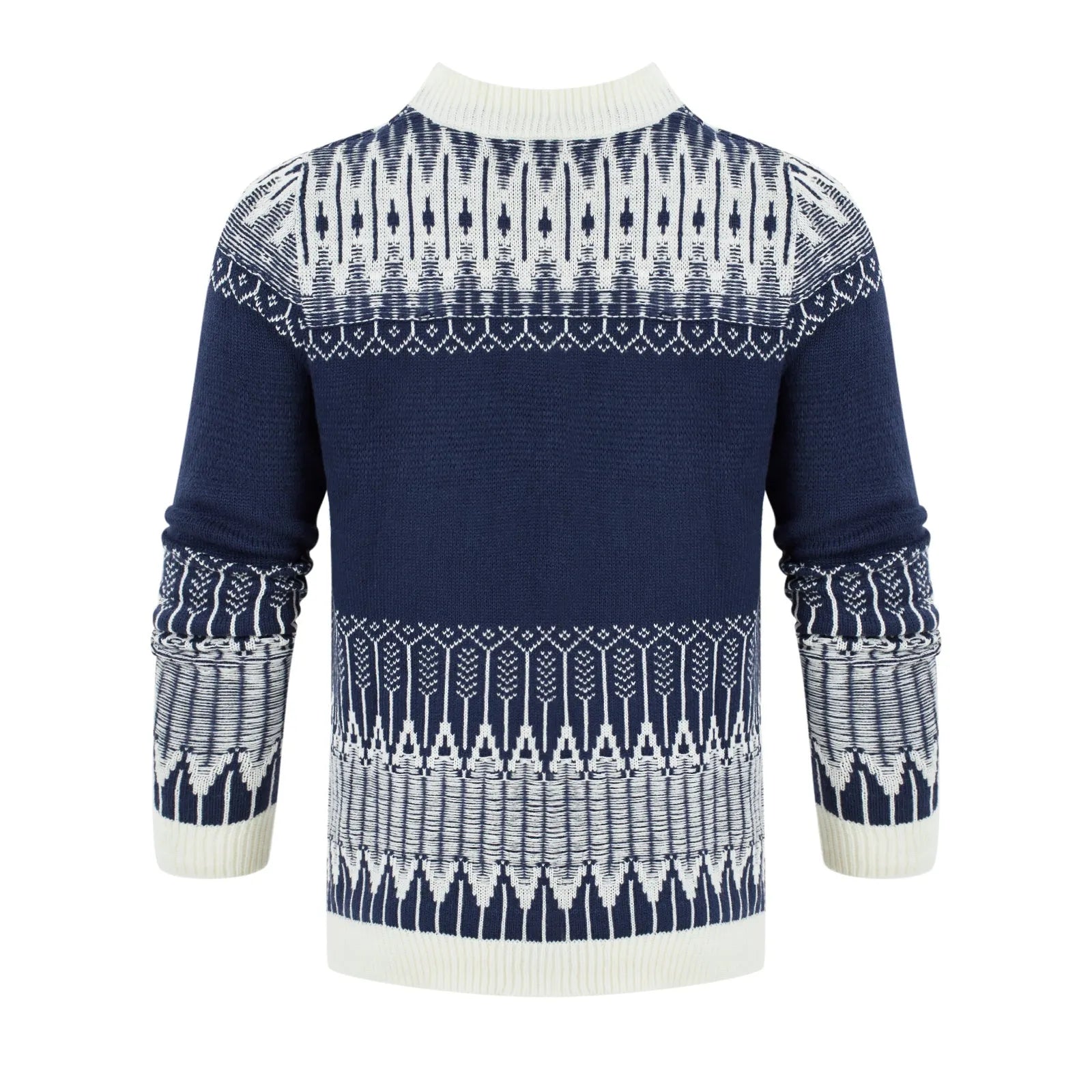 Men's knitted crew neck pullover sweater in long sleeves for winter