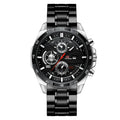 Men's waterproof calendar quartz watch with leather strap and metal case options