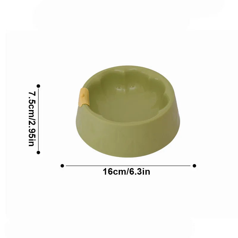 Double plastic pet bowl in flower shape with anti-tipping design for food and water