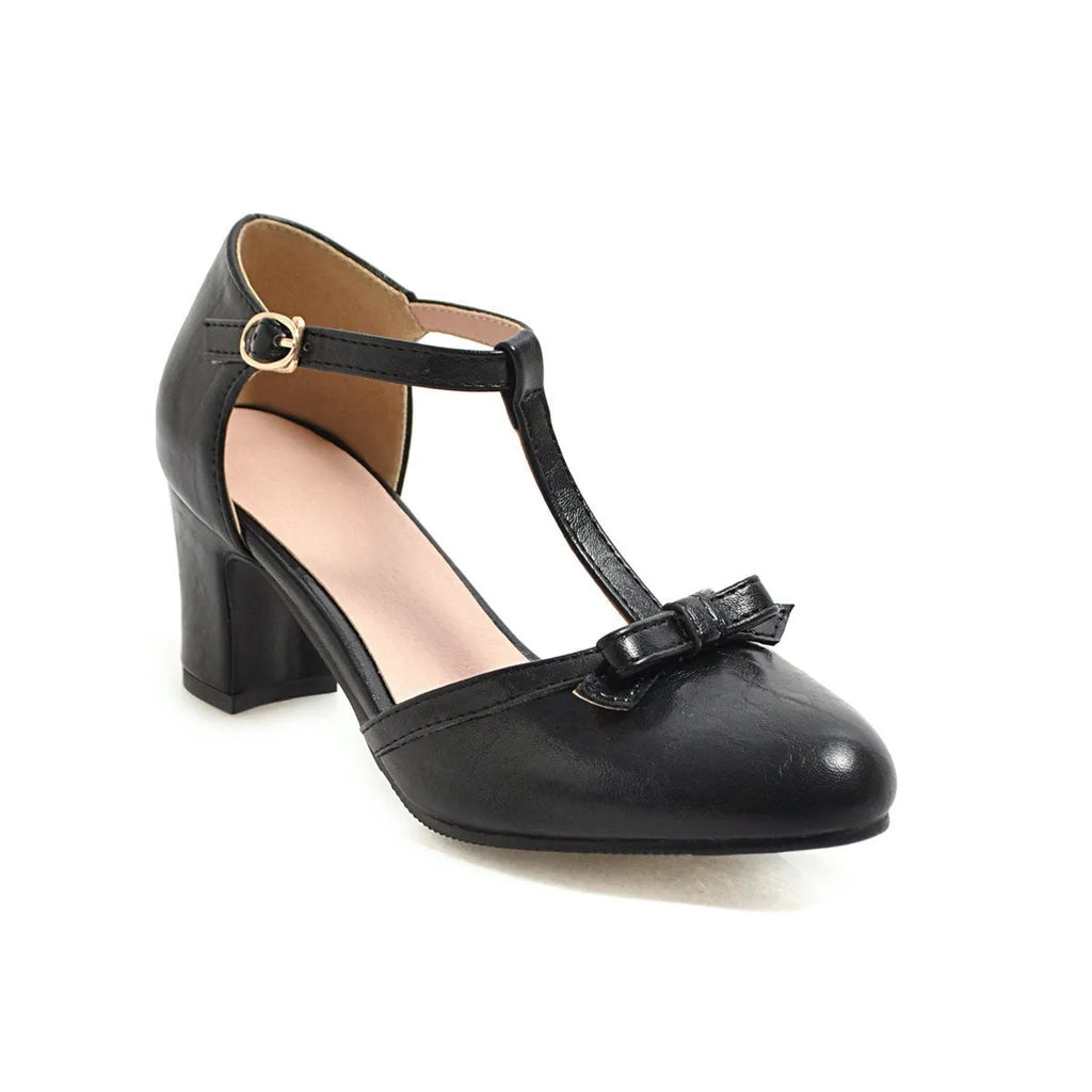 Women's chunky heel sandals with hollow out design and buckle strap in apricot colour