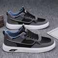 Men's Korean-style canvas board shoes with leather stitching and mesh lining in solid colour options