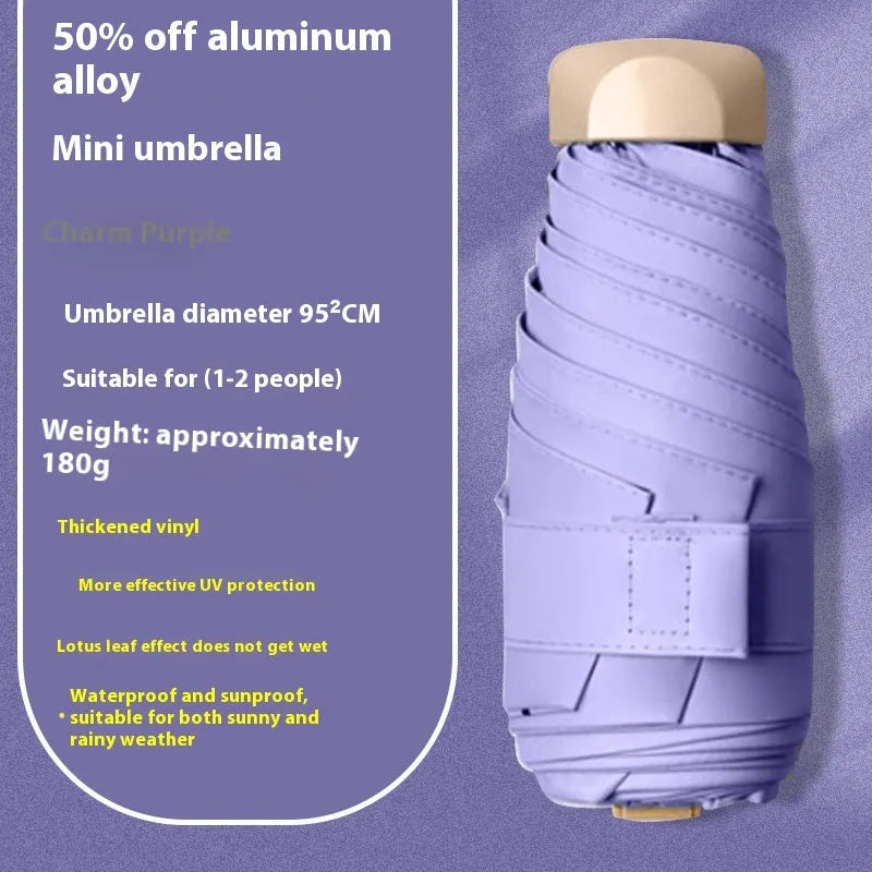Gradient vinyl five-fold sun umbrella with alloy frame in multiple colour options