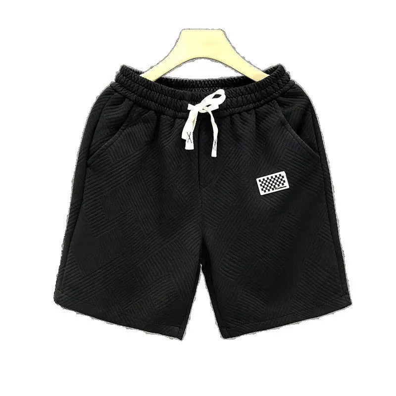 Men's white casual sports shorts with micro elasticity fabric on man at beach