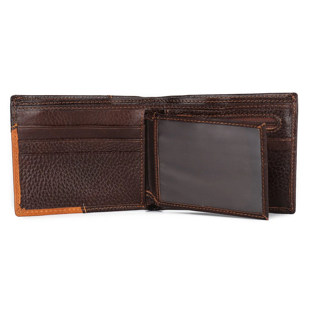 Soft cowhide leather Korean style wallet with personality car stitching and multiple compartments
