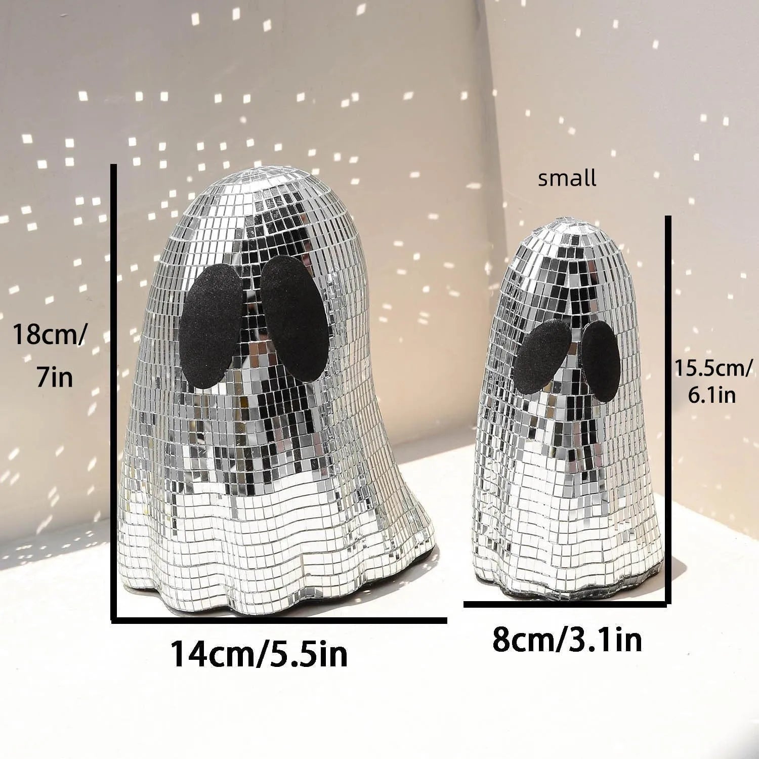 Silver Halloween ghost mosaic mirror patch desktop decoration with two size options
