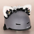 Plush fabric ski helmet decoration with cartoon character design on black helmet