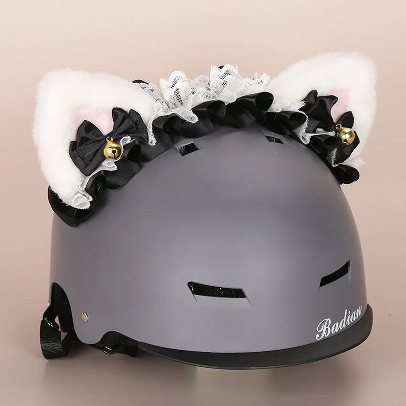Plush fabric ski helmet decoration with cartoon character design on black helmet