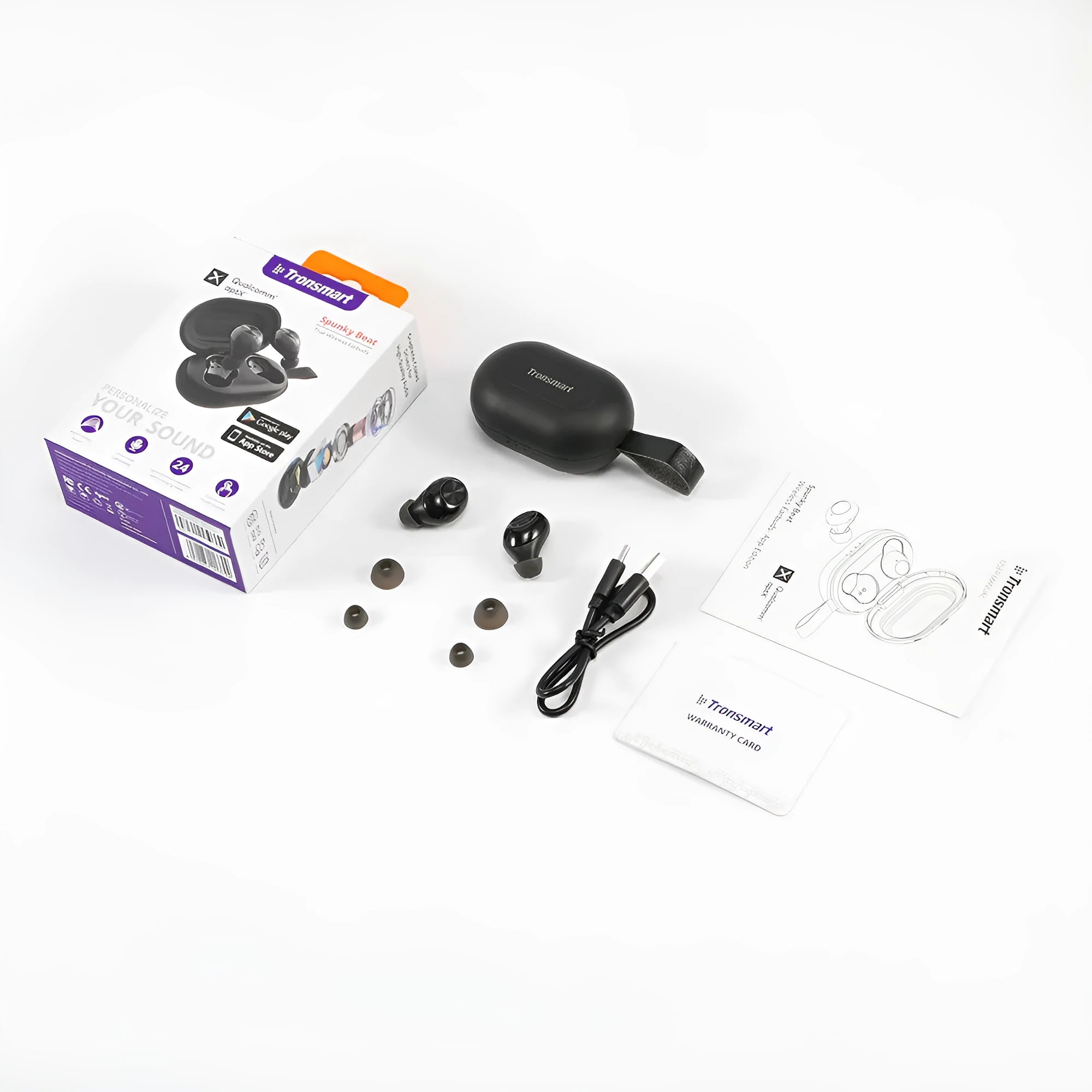 Tronsmart Spunky Beat black wireless Bluetooth headphones with touch controls on ear cup.