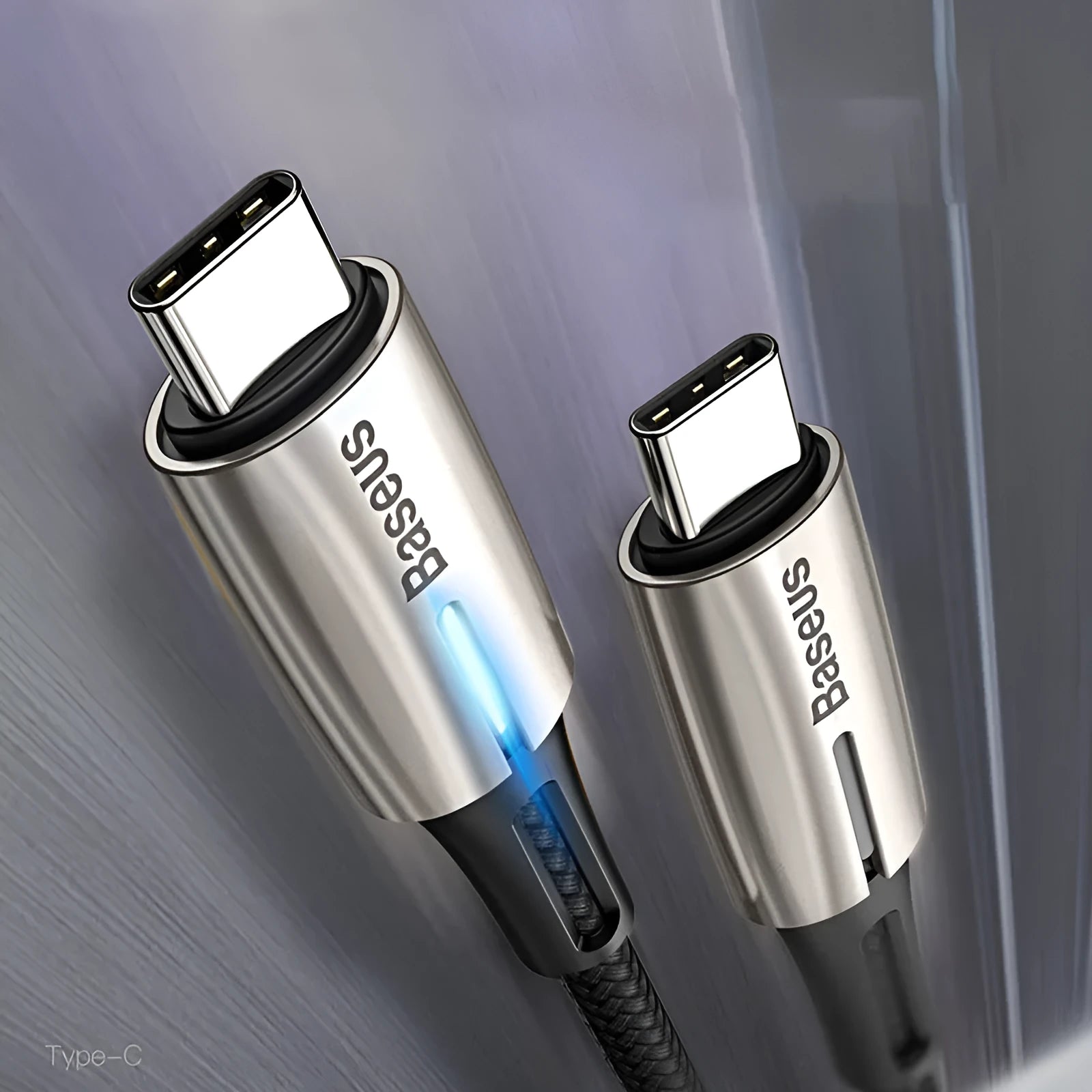 Purple dual Type-C PD60W fast charge cable with 1 metre length for laptop and device charging