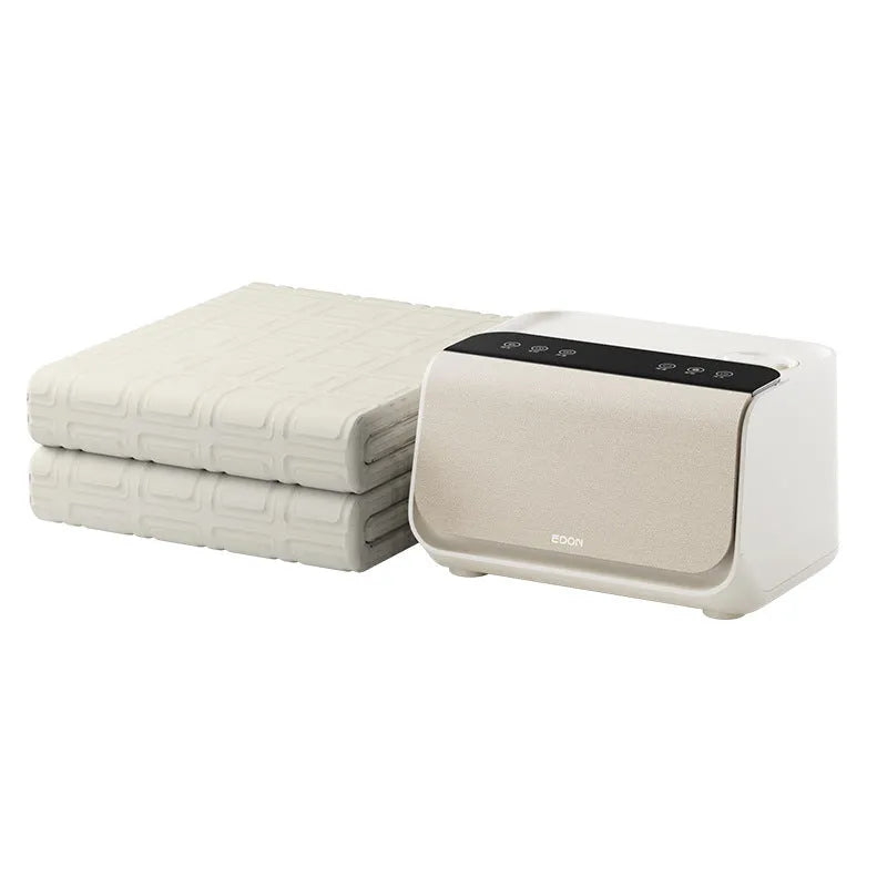 White Aideng plush electric water blanket with smart host controller for under-bed heating.