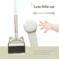 Plastic broom and dustpan set with adjustable rotating brush head in beige colour.