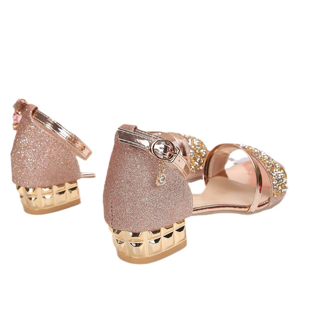Women's Roman style sandals with rhinestone upper and buckle closure in black gold or silver plus sizes