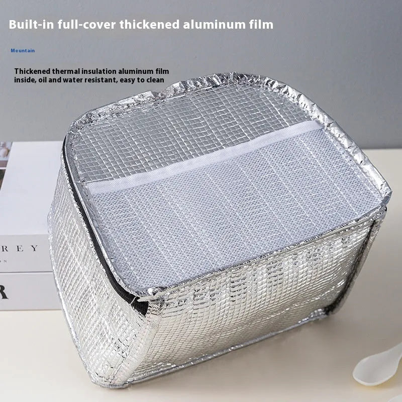Textured cloth insulated lunch box bag in bento handbag design with heat preservation function