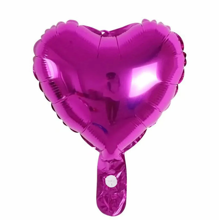Five peach heart-shaped aluminium foil balloons in sparkling colours for party decoration
