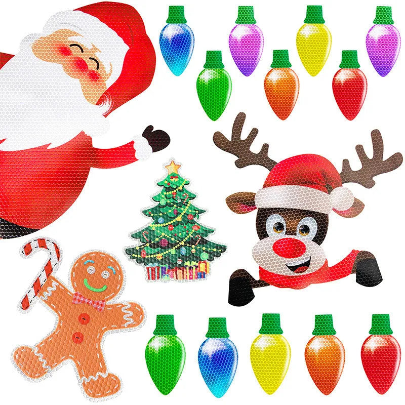 Magnetic reflective Christmas light bulb set with 24 ornaments for metal surface decoration