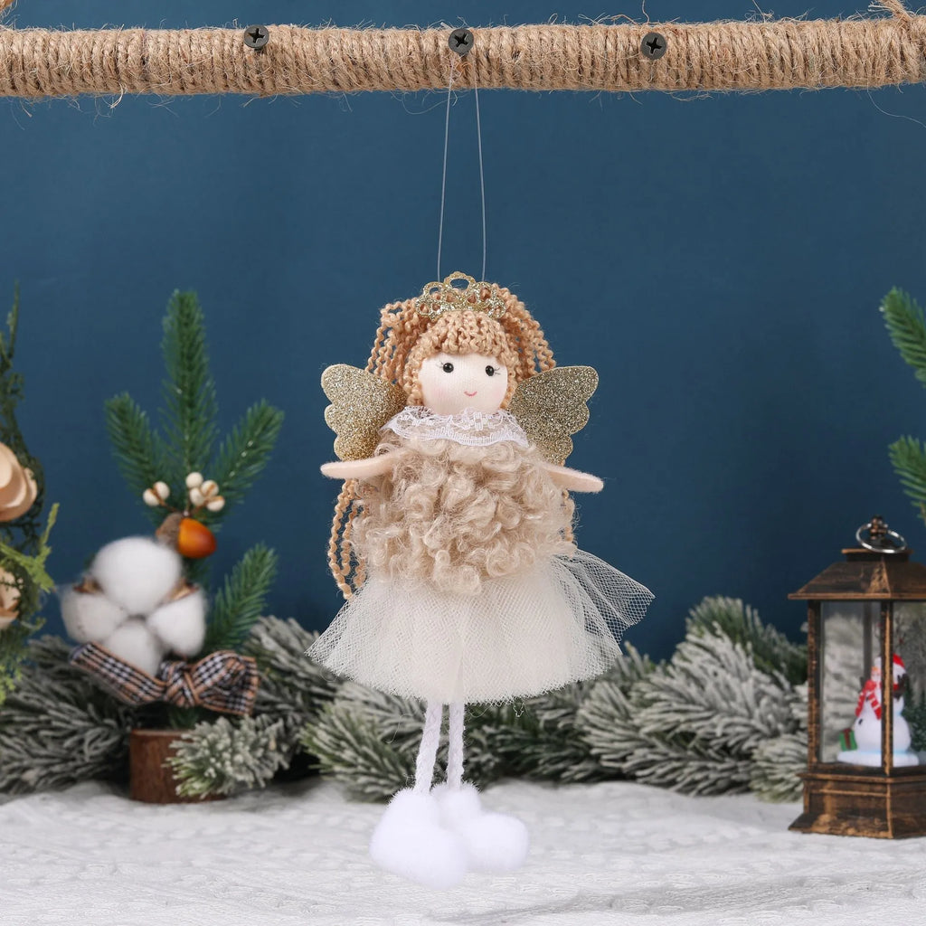 Girl's Christmas angel hair pendant in fabric with high ponytail attachment