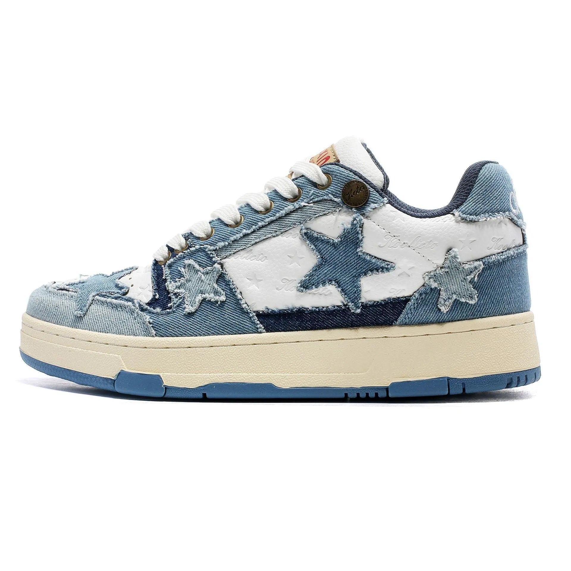 West Lake dragon well tea coloured leather platform running shoes with a round toe and lace-up front.