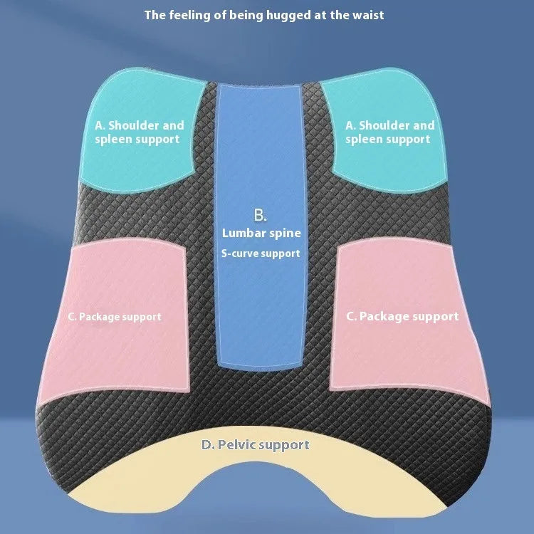 Rectangular grey lumbar support cushion for office chairs, 40x40x8cm with polyester filling