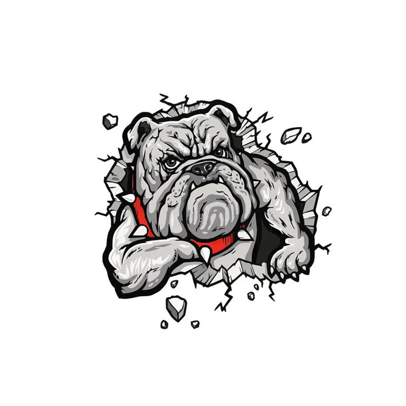 Grey dog pattern motorcycle bumper sticker measuring 17x17cm from animal series