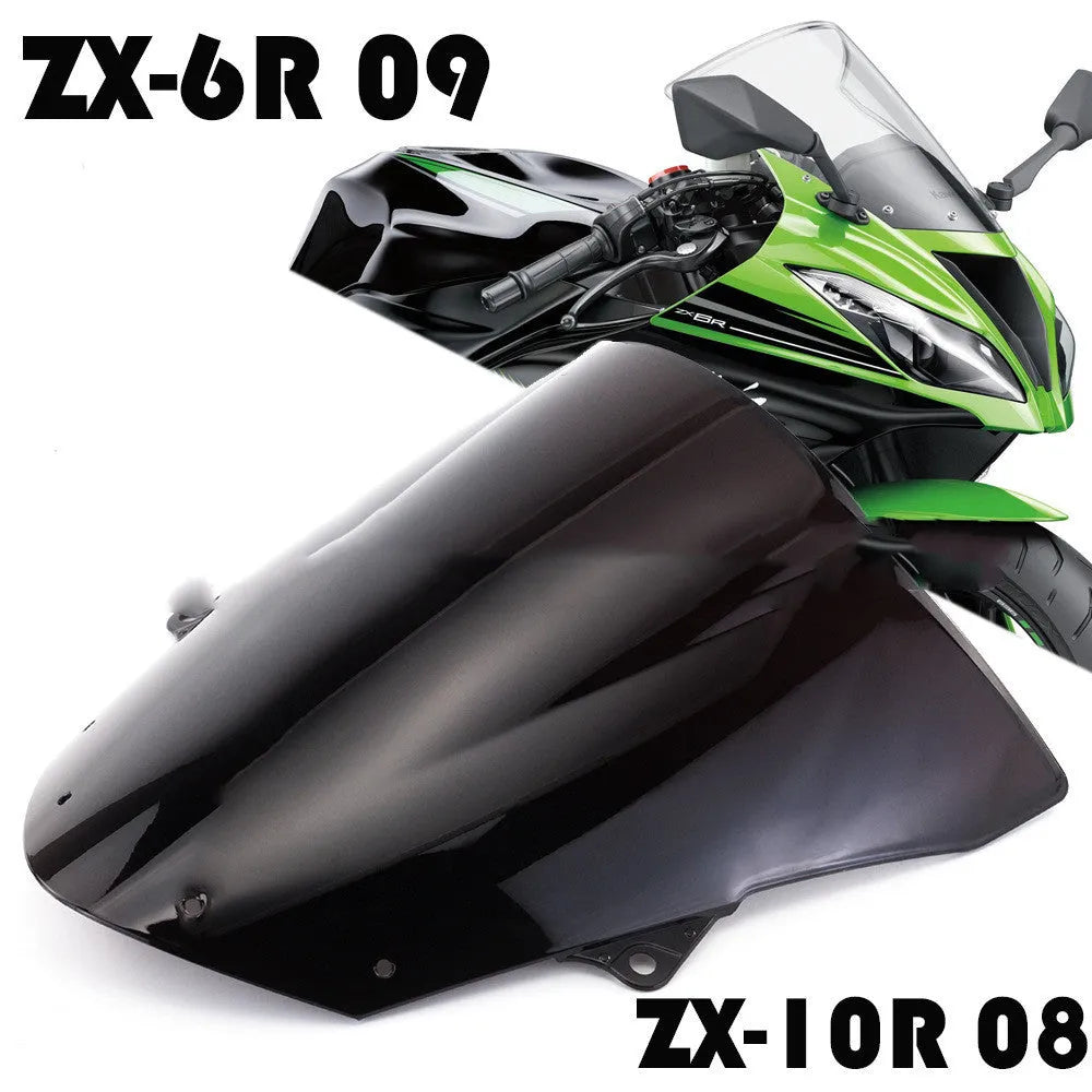 Kawasaki motorcycle replacement windscreen in smoke blue tint for ZX-6R and ZX-10R models