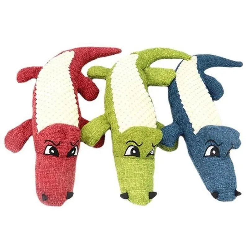 Blue, green, and red corn grid textured plush pet toy measuring 18 cm