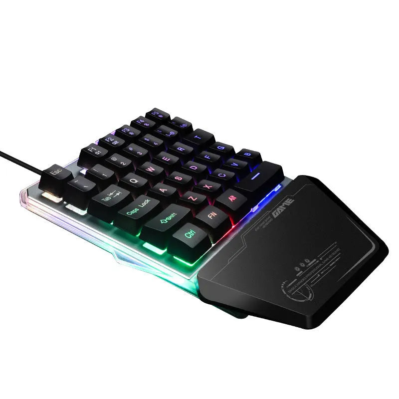 G40 Flow Colour black one-handed mechanical keyboard with RGB backlighting and USB cable