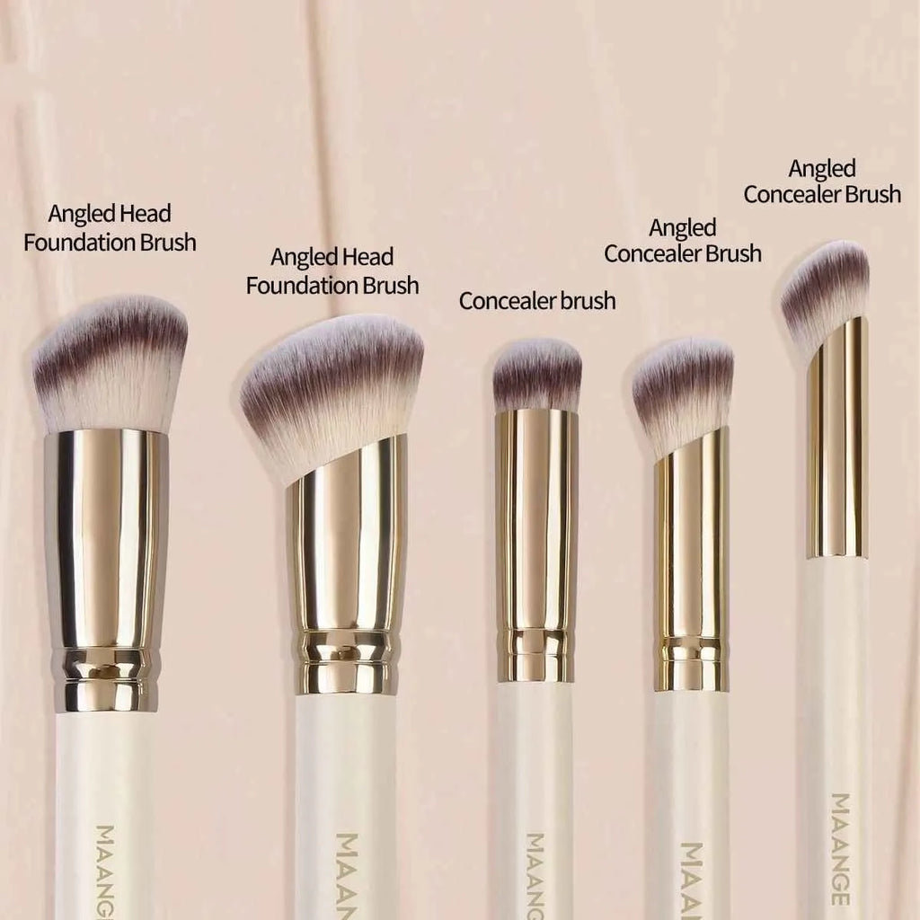 MAANGE five apricot angled makeup brushes for powder and cream blush application