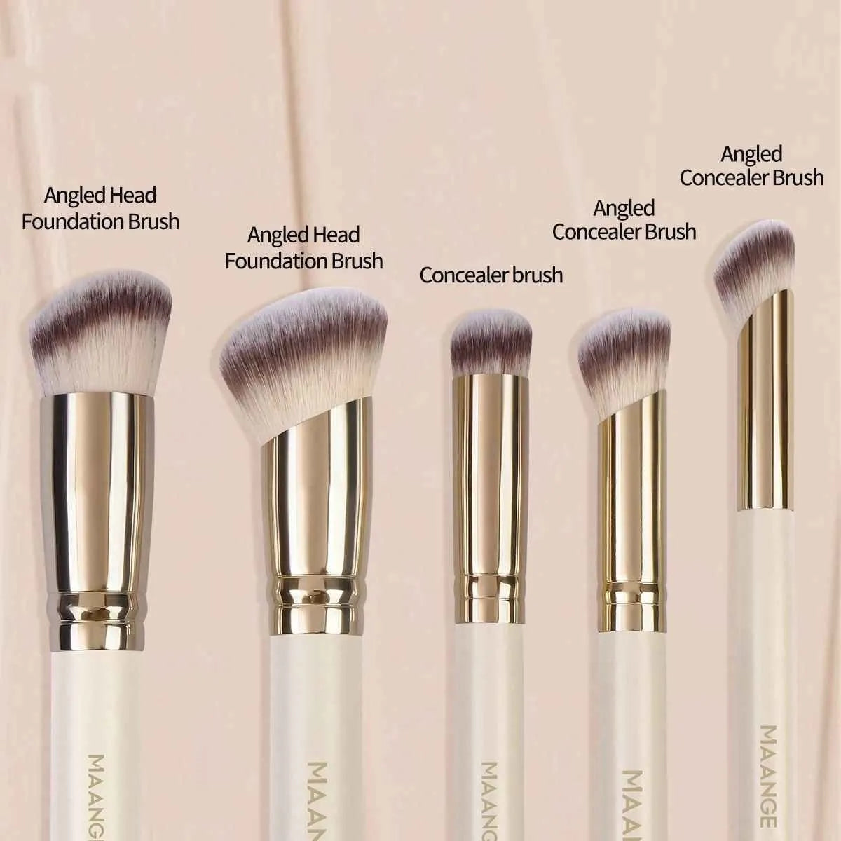 MAANGE five apricot angled makeup brushes for powder and cream blush application