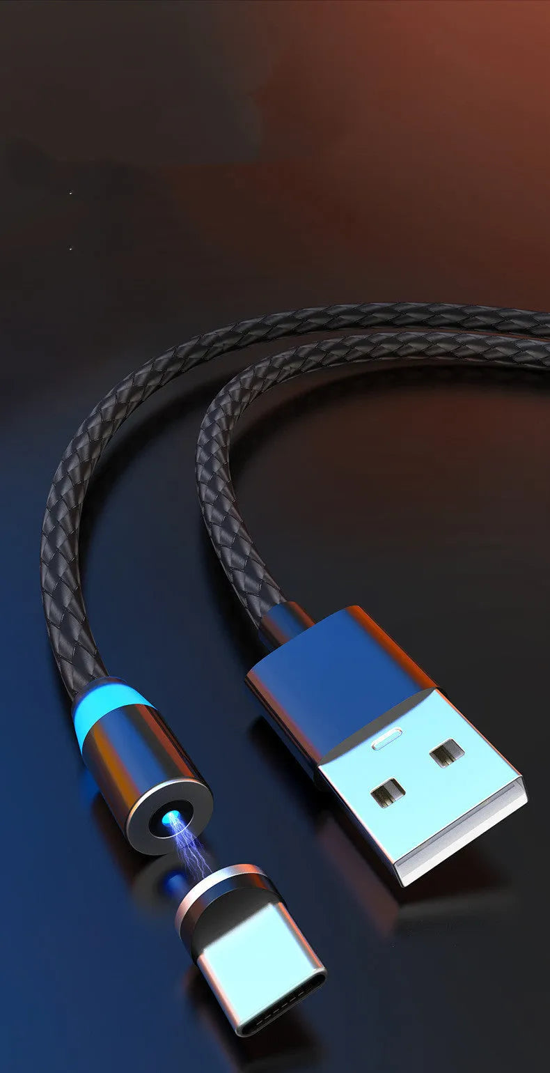 Magnetic mobile phone charging cable with breathing light, compatible with Apple iPhone, Android and USB-C devices