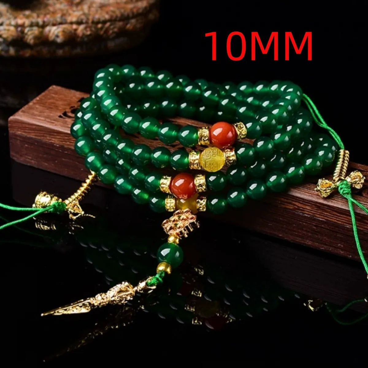 Brazilian natural green agate multi-circle bracelet for men and women on a wrist