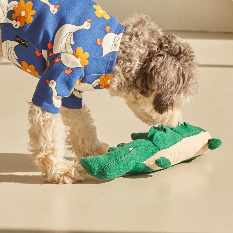Green plush toy dog soft toy measuring 35cm by 18cm on a plain background.