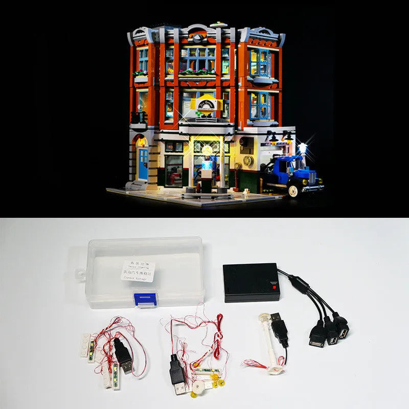MOC modified LED lighting accessories plastic construction corner repair shop colour scheme building toys