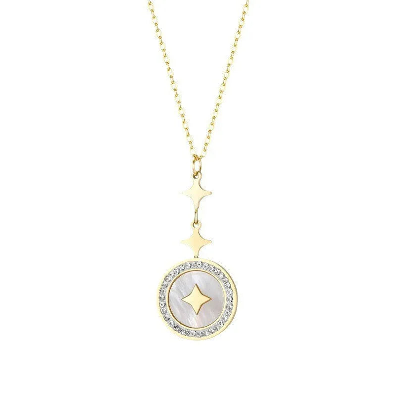 Six-pointed star titanium steel necklace for women in geometric hexagonal design with adjustable chain
