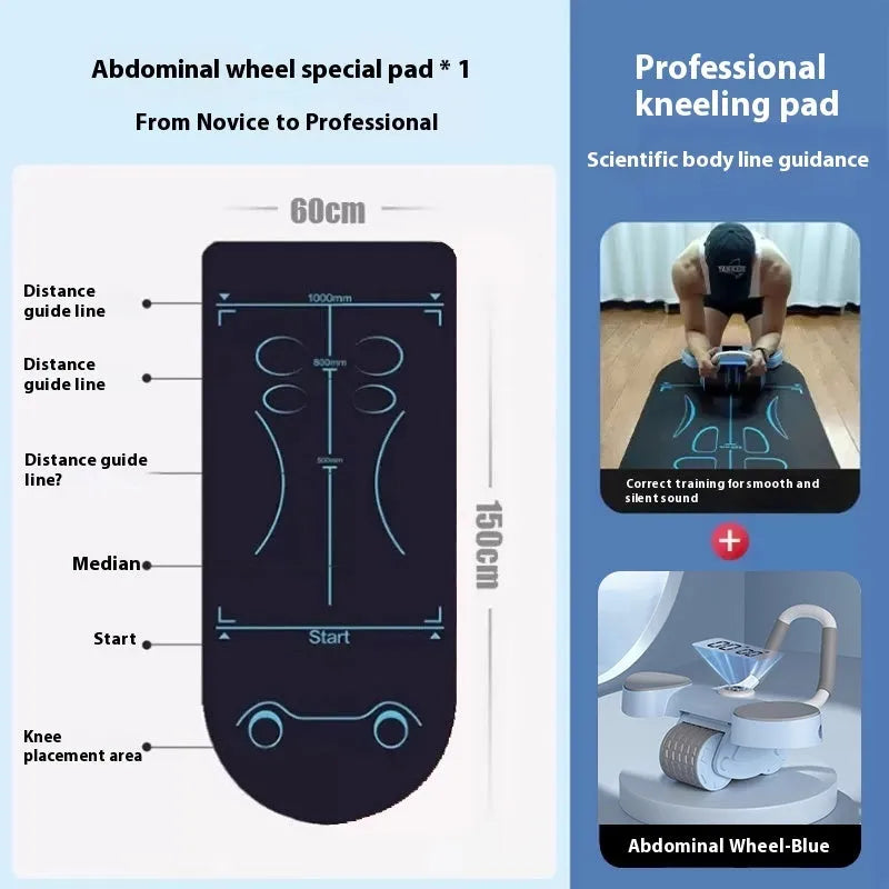 Abdominal wheel exercise equipment with automatic rebound system and elbow support options