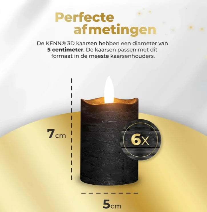 Four black LED pillar candles with flickering flame effect, shown grouped as a table centrepiece.