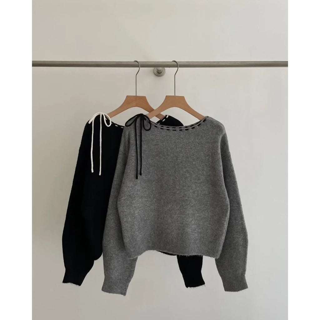 Grey loose-fitting women's pullover jumper made from regenerated cellulose fibre fabric