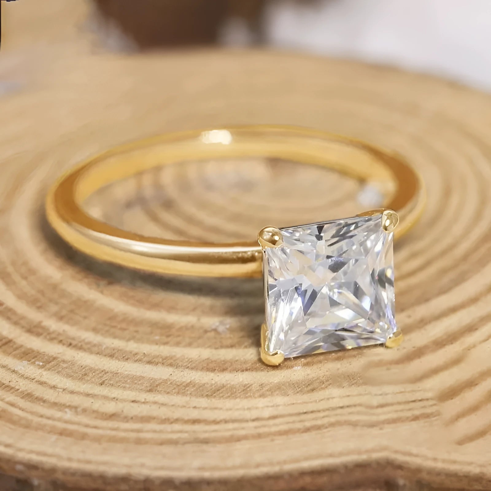Simple geometric 925 sterling silver women's ring in a choice of gold, rose gold, or silver finish.