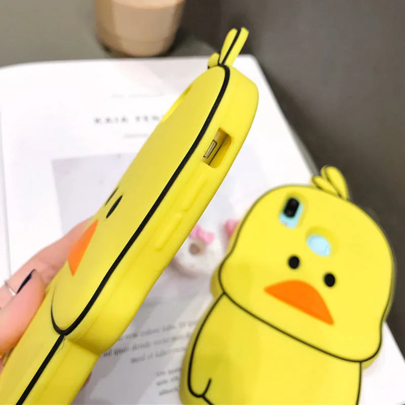 Green silicone iPhone case with cartoon animal design showing back cover protection