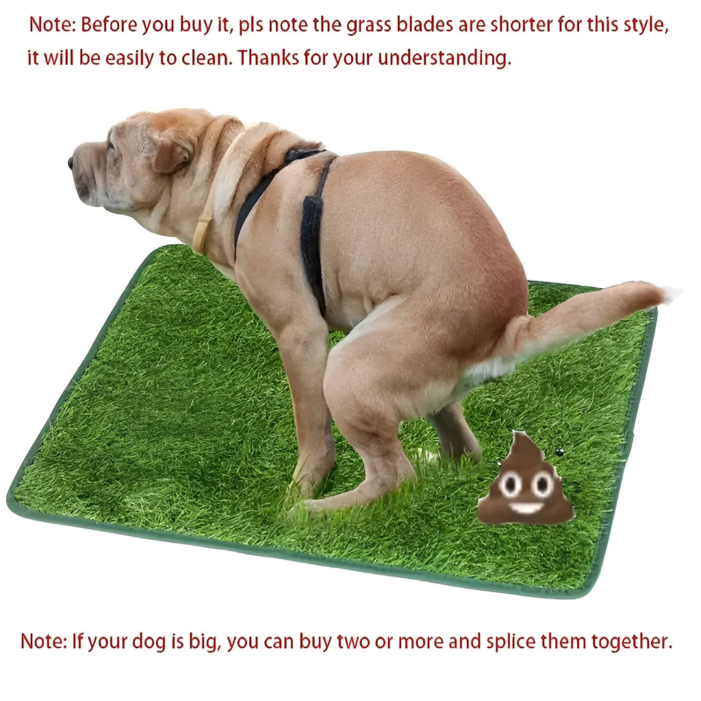 Green artificial grass dog toilet training mat showing realistic turf texture for pet familiarity