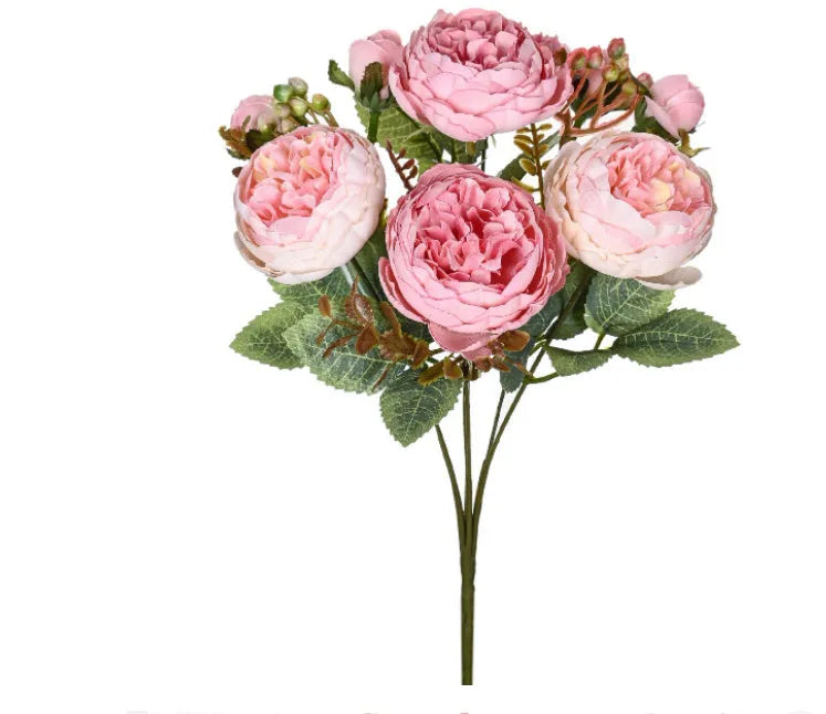 Artificial silk peony bouquet in champagne colour for home decoration and weddings