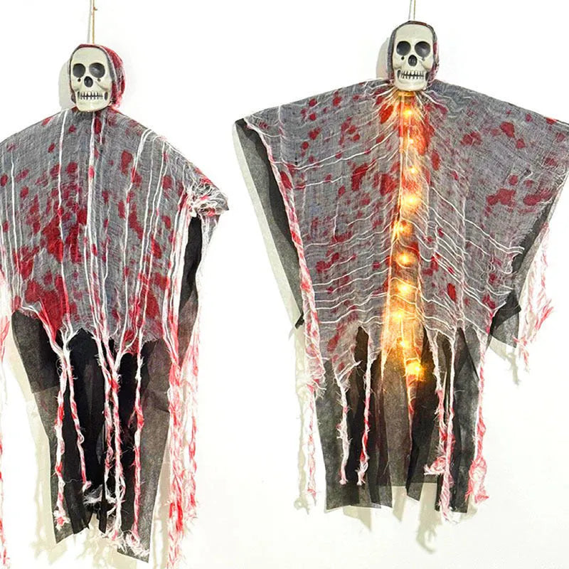 Blood-dyed luminous plastic skull hanging ghost Halloween outdoor ornament