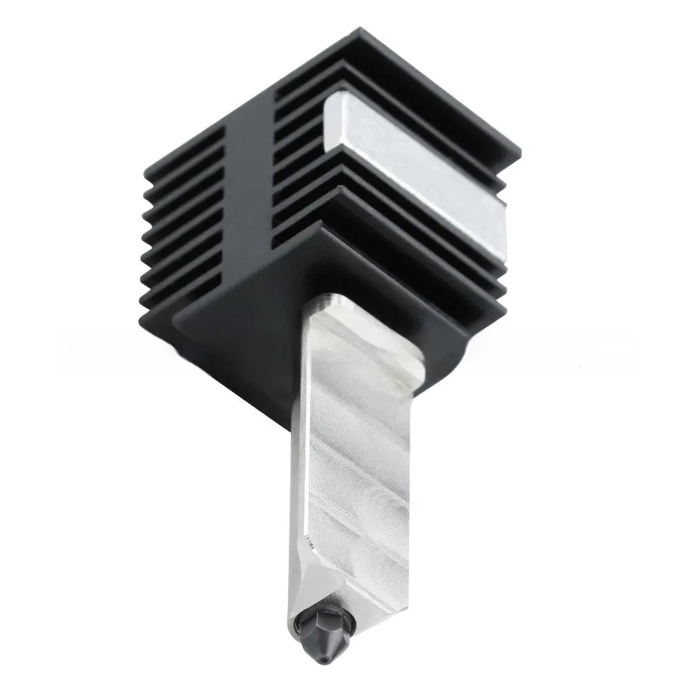 Bambu Lab A1 Mini hardened steel hot end nozzle assembly with black silicone sleeve